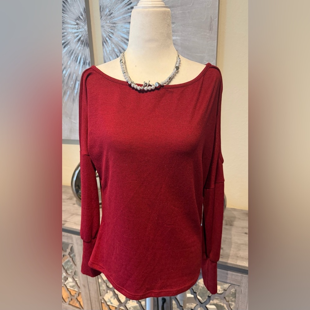 SHEIN Deep Red Long Sleeve Top